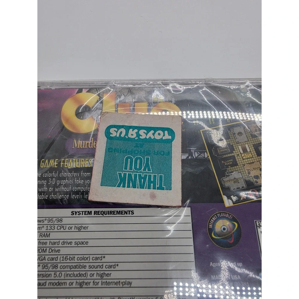 Clue Murder at Boddy Mansion PC Game Windows 95 98 Hasbro Sealed Toys R Us Tag